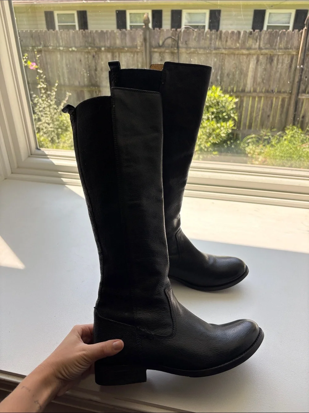 Frye Black Leather Molly Gore Boots size 7